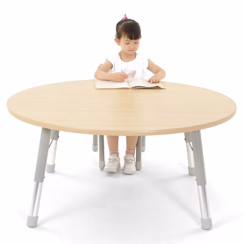 Runt barnbord, justerbar höjd