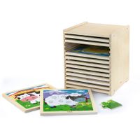 Pusselset 9 bitar, 12-pack m. hylla