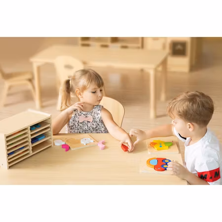 Pusselset 3-5 bitar, 12-pack m. hylla