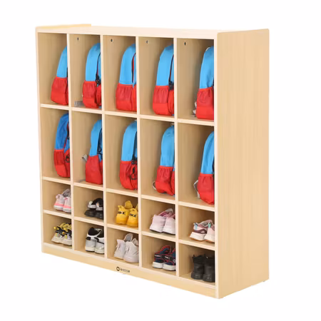 Ryggsäcks- och skohylla - 10 barn