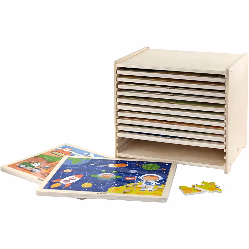 Pusselset 24 bitar, 12-pack m. hylla