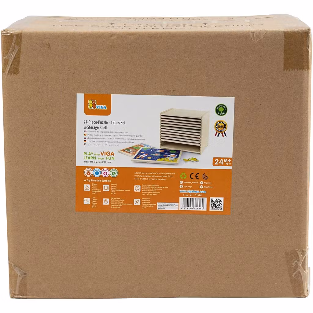 Pusselset 24 bitar, 12-pack m. hylla