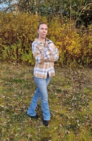 Beige-rutet skjorte jakke