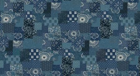 Indigo Blooming Bomullsstoff