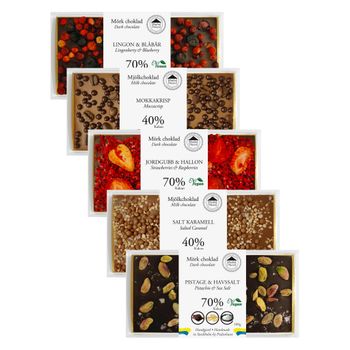 Mixlåda 12 - 70% & 40% Choklad (20st i KRT/5 sorter)