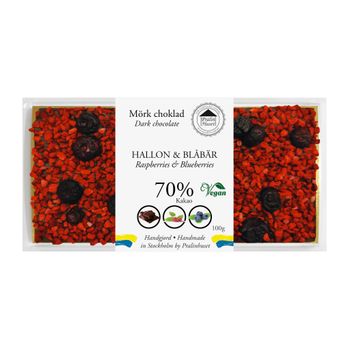 70% Choklad - Hallon & Blåbär 100g (x 10st)