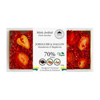70% Choklad - Jordgubb & Hallon 100g (x 10st)