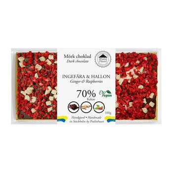 70% Choklad - Ingefära & Hallon 100g (x 10st)