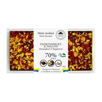 70% Choklad - Passionsfrukt & Hallon 100g (x 10st)
