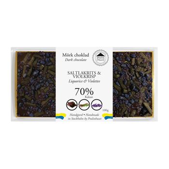 70% Choklad - Saltlakrits & Viol 100g (x 10st)