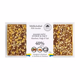 40% Choklad - Hasselnöt, Fudge & Salt 100g (x 10st)