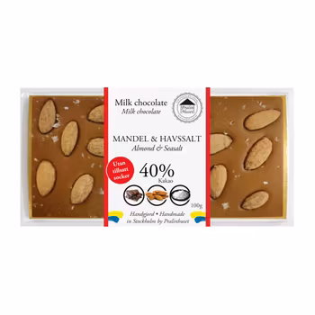 Sockerfri 40% Choklad - Mandel & Havssalt 100g (x10st)