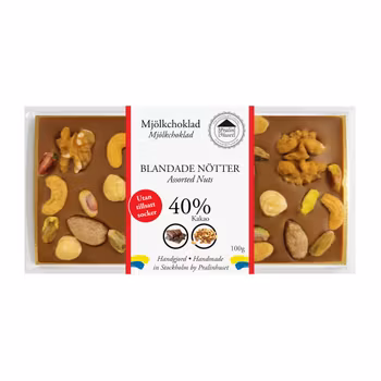 Sockerfri 40% Choklad - Blandade Nötter 100g (x 10st)