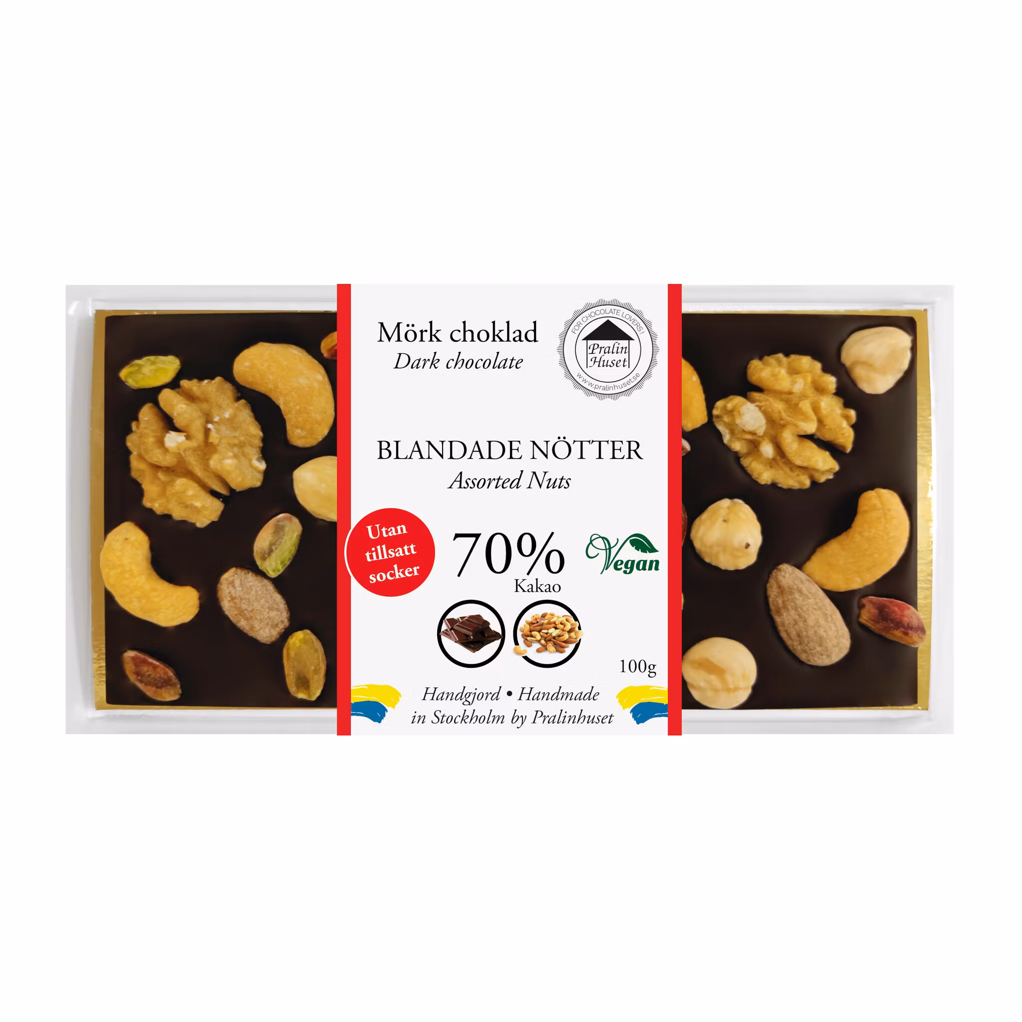 Sockerfri 70% Choklad - Blandade Nötter 100g (x 10st)