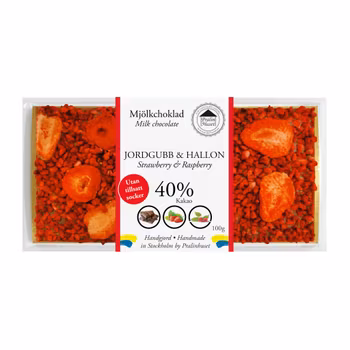 Sockerfri 40% Choklad - Jordgubb & Hallon 100g (x 10st)