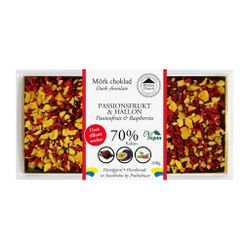 Sockerfri 70% Choklad - Passionsfrukt & Hallon 100g (x 10st)