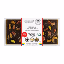 Sockerfri 70% Choklad - Pistage & Kardemumma 100g (x 10st)