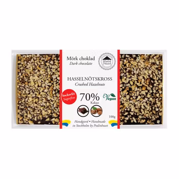 Sockerfri 70% Choklad - Hasselnötskross 100g (x 10st)