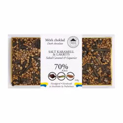 70% Choklad - Salt Karamell & Lakrits 100g (x 10st)