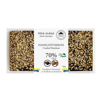 70% Choklad - Hasselnötskross 100g (x 10st)