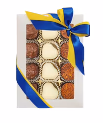 12-bitars Vit Pralin Ask 150g, Sverigeband (x 6st)