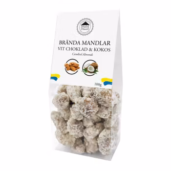 Brända Mandlar - Vit Choklad & Kokos 100g (x 10st)