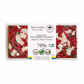 70% Choklad - Hallon, Mint & Kokos 100g (x 10st)