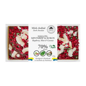 70% Choklad - Hallon, Mint & Kokos 100g (x 10st)