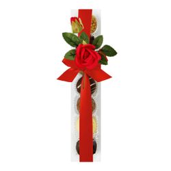 7-Bitars Tryffel Stång 100g - Rött Satinband & Blomma (x 10st)