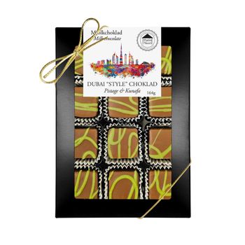 12-Bit Svart Ask Dubai ’Style’ Praliner – Pistage & Kunafa 164g (x 6st)