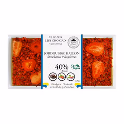 Vegansk Ljus Choklad - Jordgubb & Hallon 100g (x 10st)