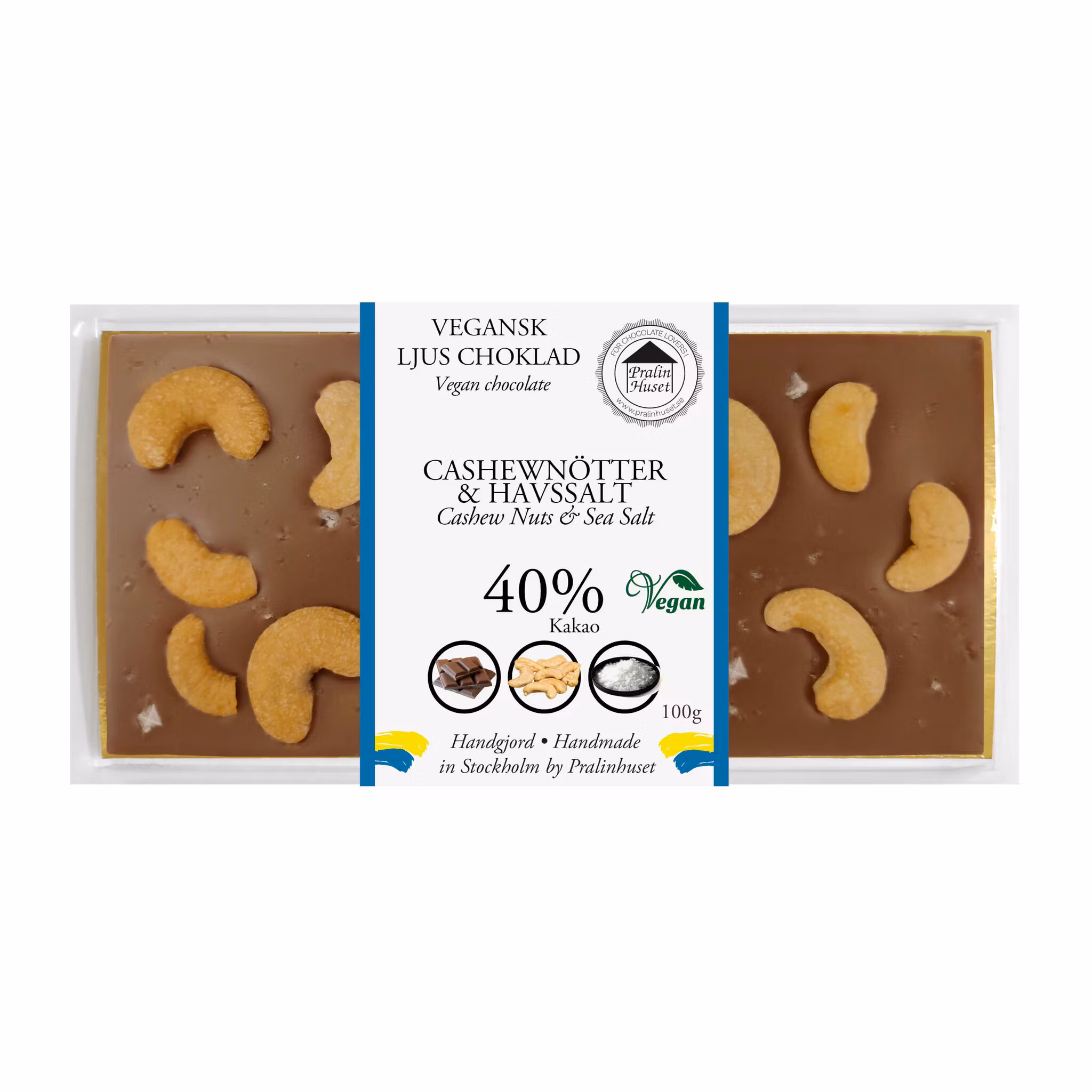 Vegansk Ljus Choklad - Cashew & Havssalt 100g (x 10st)