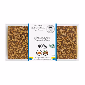 Vegansk Ljus Choklad - Nötkrokant 100g (x 10st)