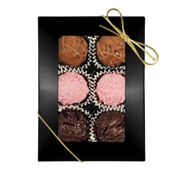 6-bitars Svart Ask 80g Tryffel Mix, Guldband (x 12st)