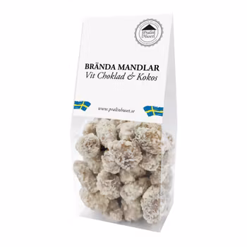 Brända Mandlar - Vit Choklad & Kokos 100g (x 10st)