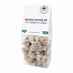 Brända Mandlar - Vit Choklad & Kokos 100g (x 10st)