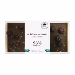 96% Choklad - Blåbär & Havssalt 90g (x 10st)
