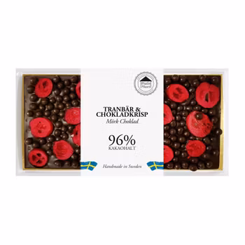 96% Choklad - Tranbär & Chokladkrisp 100g (x 10st)