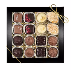 16-bitars Svart Ask Pralin Mix 225g, Guldband (x 4st)