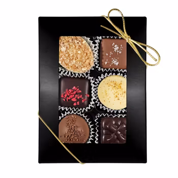 6-bitars Svart Ask 83g Pralin Mix, Guldband (x 12st)