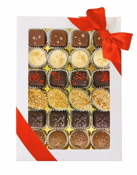 24-bitars Vit Ask 375g - Rött Satinband (x 2st) SPECIAL