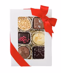 6-bitars Vit Ask 83g Pralin Mix, Rött Satinband (x 12st) SPECIAL