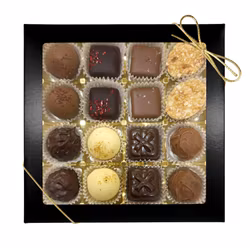 16-bitars Svart Ask Pralin Mix 225g, Guldband (x 4st)