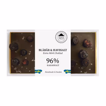 96% Choklad - Blåbär & Havssalt 90g (x 10st)