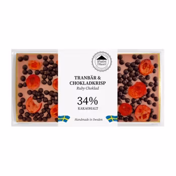 Ruby 34% Choklad - Tranbär & Mörk Chokladkrisp 100g (x 10st)
