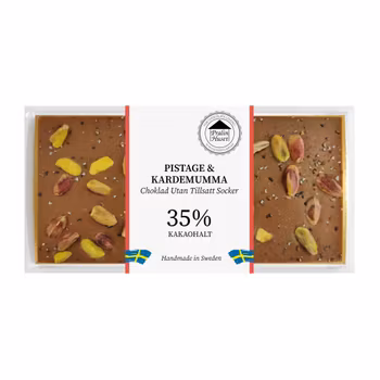 Sockerfri 35% Choklad - Pistage & Kardemumma 100g (x 10st)
