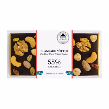 Sockerfri 55% Choklad - Blandade Nötter 100g (x 10st)