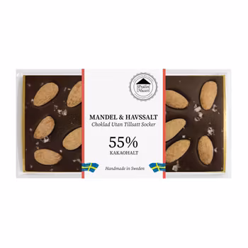 Sockerfri 55% Choklad - Mandel & Havssalt 100g (x 10st)