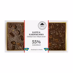 Sockerfri 55% Choklad - Kaffebönor & Kardemumma 100g (x 10st)