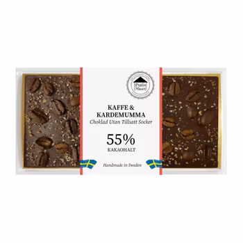 Sockerfri 55% Choklad - Kaffebönor & Kardemumma 100g (x 10st)